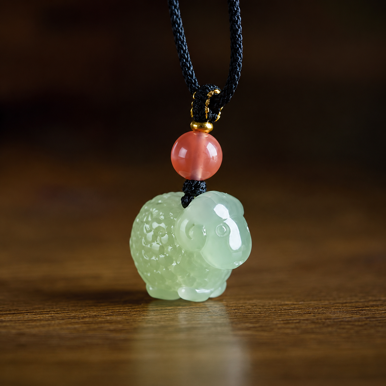Year of Sheep Jade Pendant Necklace