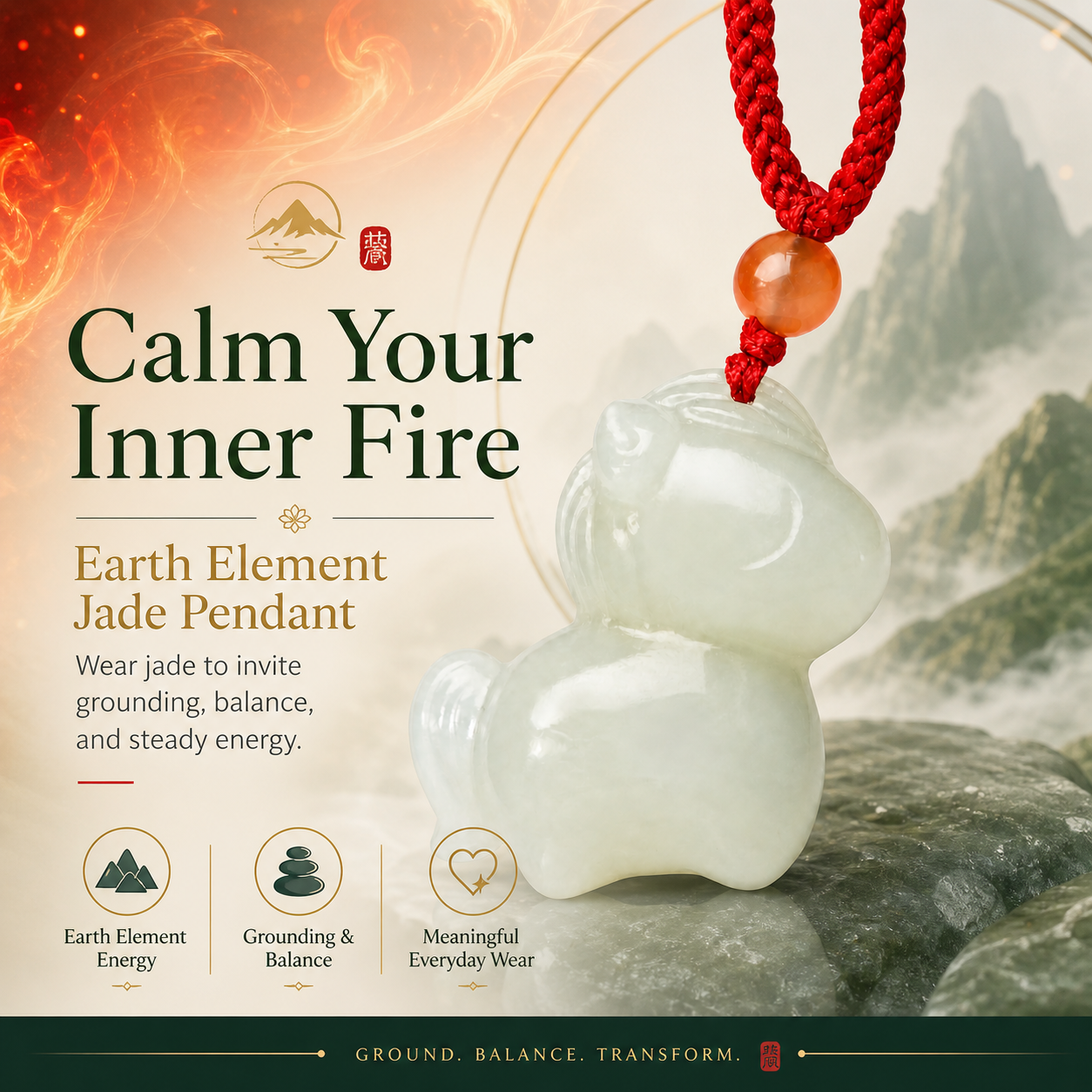 Chinese Zodiac Year of Horse Jade Necklace – Red String Protection & Good Luck Jewelry | Yuora Jewelry