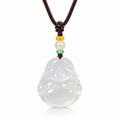Natural Agate Laughing Buddha Necklace – Happiness, Good Fortune & Prosperity Pendant | Yuora