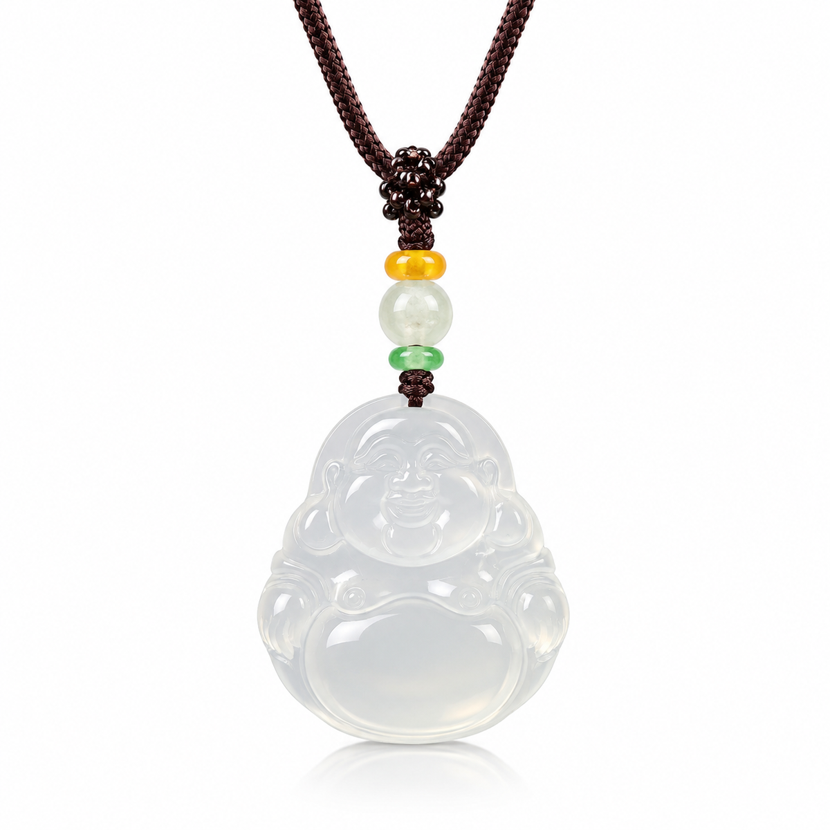 Natural Agate Laughing Buddha Necklace – Happiness, Good Fortune & Prosperity Pendant | Yuora