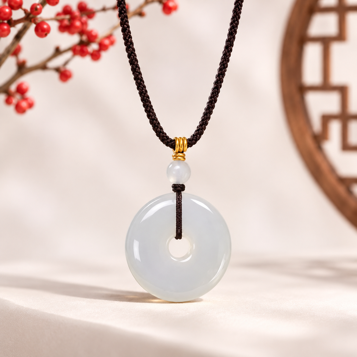 Natural Agate Ping An Kou Necklace – Peace & Protection Pendant | Yuora