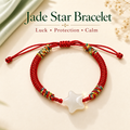 Jade star red string bracelet with natural jade star charm