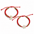 Mother and child matching jade red string bracelets with moon and star charms