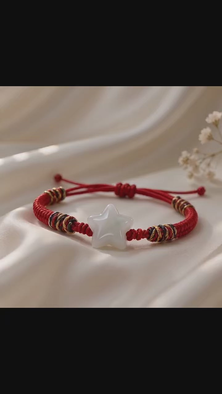 Jade Star Red String Bracelet - Lucky Charm