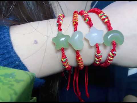 Natural Nephrite Hetian Jade Moon Shape Bracelet – Red String Adjustable Lucky Charm Bracelet | Yuora Jewelry