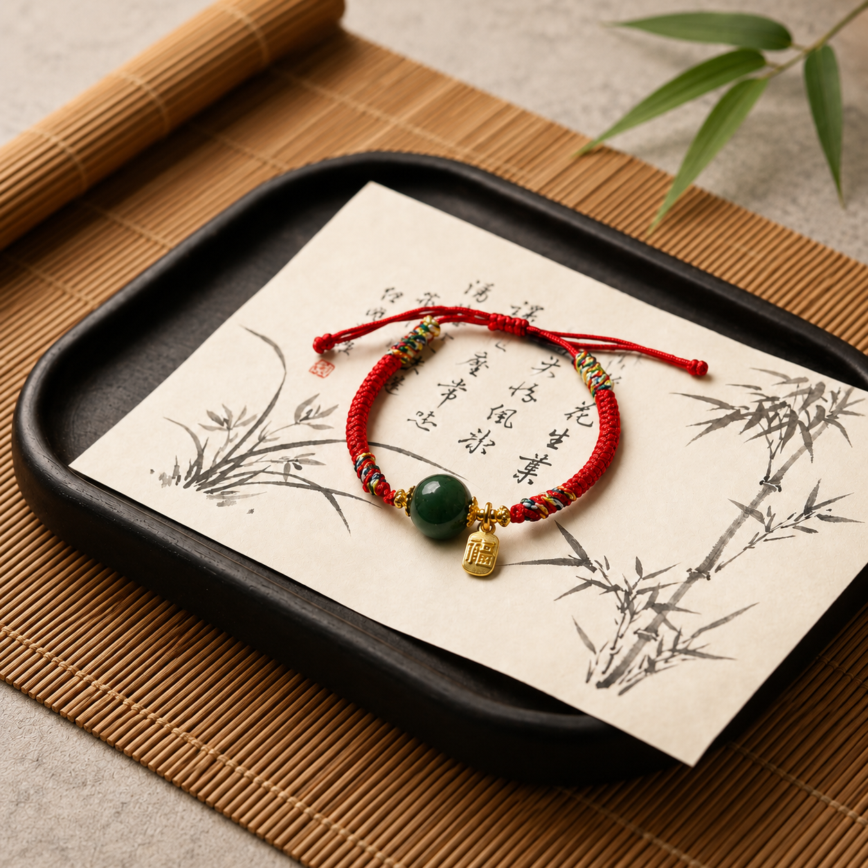 Natural Jade Lucky Bean Bracelet – Red String Good Luck Charm for Women & Men, Adjustable Protection & Positive Energy Bracelet